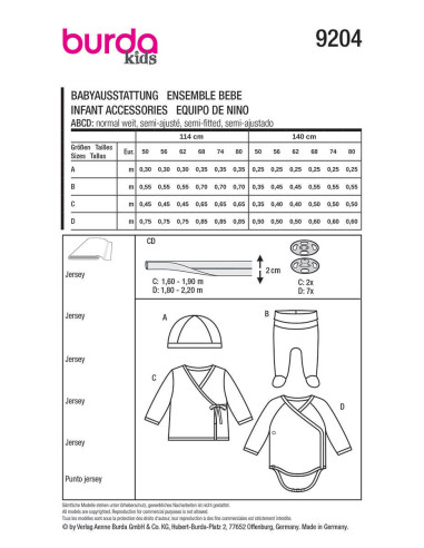 Baby Outfit Pattern - Burda 9204