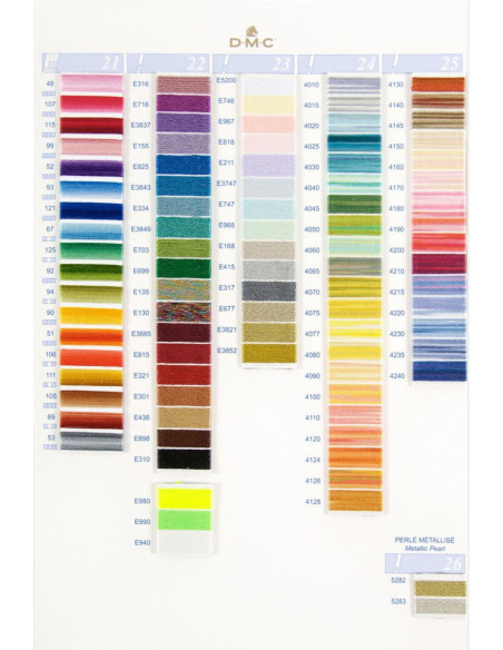 Color chart of 500 skein and pearl DMC colors