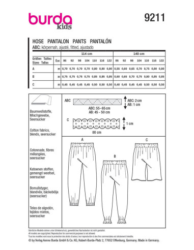 Pants pattern - Burda 9211