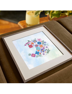 Cross-stitch embroidery kit - Floral half-moon