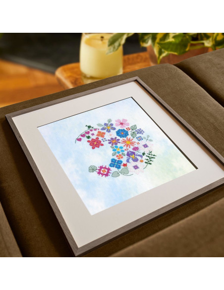 Cross-stitch embroidery kit - Floral half-moon