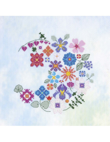 Cross-stitch embroidery kit - Floral half-moon