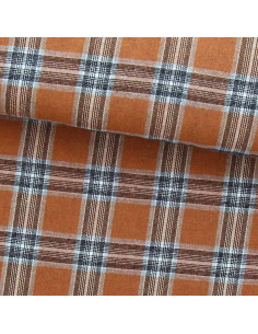 Scottish tartan flannel fabric - Orange and gray