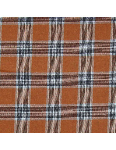 Scottish tartan flannel fabric - Orange and gray