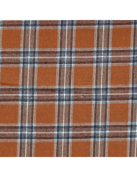 Scottish tartan flannel fabric - Orange and gray