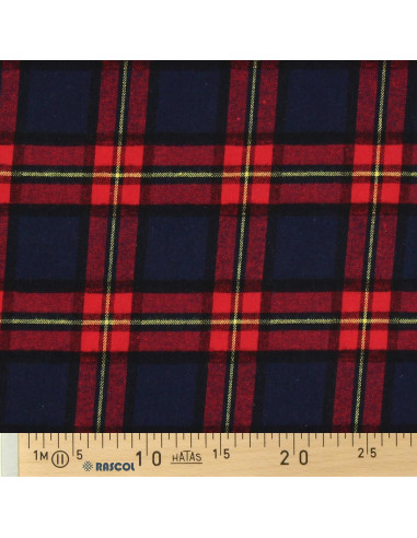 Scottish tartan flannel fabric - Blue and red