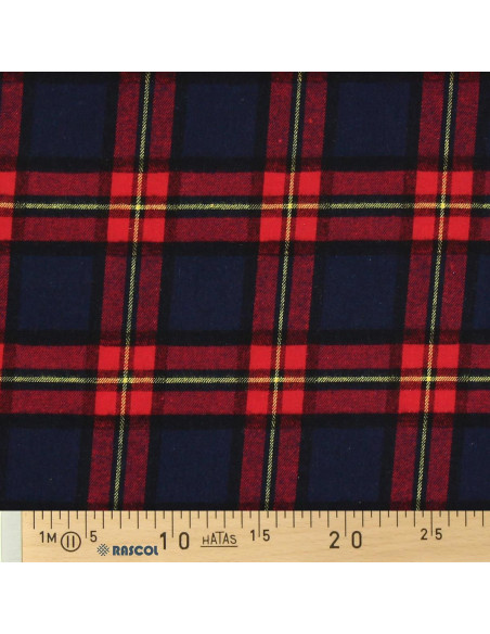 Scottish tartan flannel fabric - Blue and red