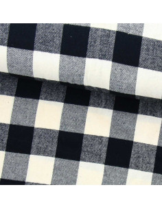 Scottish tartan flannel fabric - Ecru and black