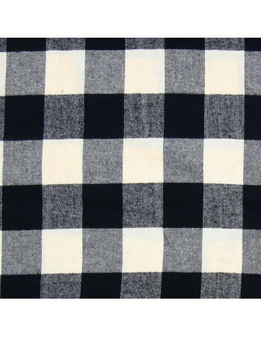 Scottish tartan flannel fabric - Ecru and black