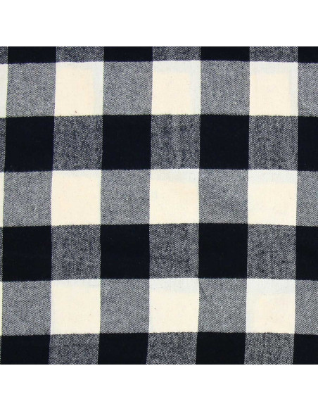 Scottish tartan flannel fabric - Ecru and black