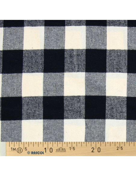 Scottish tartan flannel fabric - Ecru and black