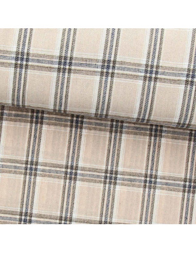 Scottish tartan flannel fabric - Beige and gray