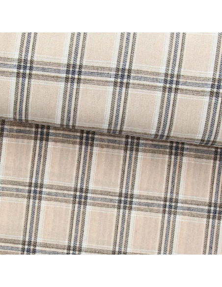 Scottish tartan flannel fabric - Beige and gray