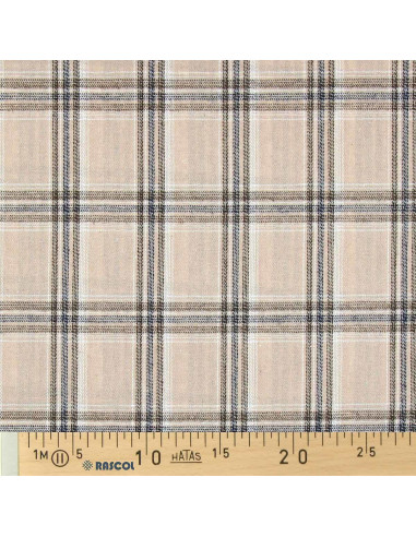 Scottish tartan flannel fabric - Beige and gray