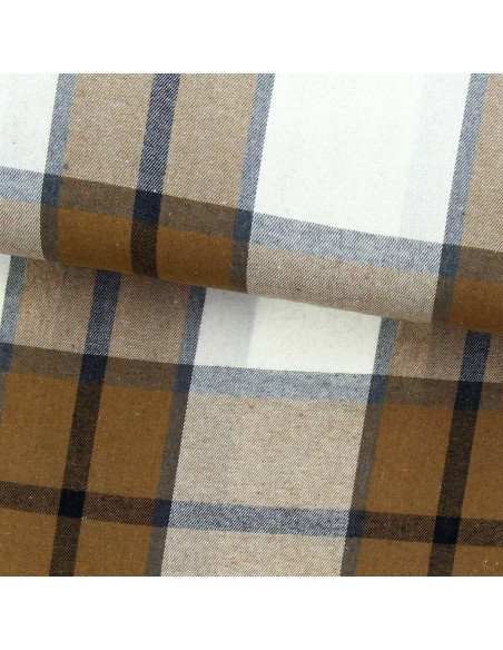 Scottish tartan flannel fabric - Beige, ecru, and gray