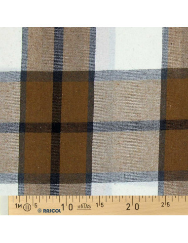 Scottish tartan flannel fabric - Beige, ecru, and gray