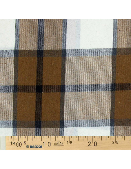 Scottish tartan flannel fabric - Beige, ecru, and gray