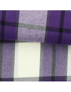 Scottish tartan flannel fabric - Purple and ecru