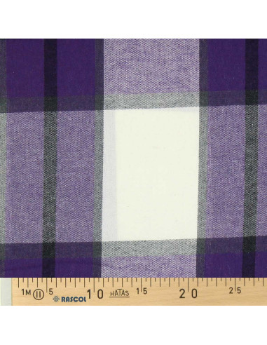 Scottish tartan flannel fabric - Purple and ecru