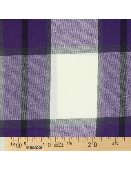 Scottish tartan flannel fabric - Purple and ecru