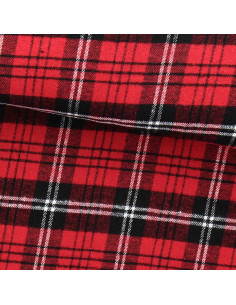 Scottish tartan flannel fabric - Red, black, and white