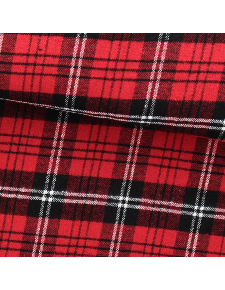 Scottish tartan flannel fabric - Red, black, and white