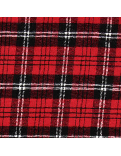 Scottish tartan flannel fabric - Red, black, and white 2