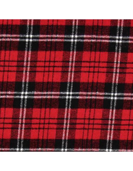 Scottish tartan flannel fabric - Red, black, and white