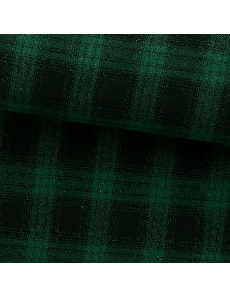 Scottish tartan flannel fabric - Green and black