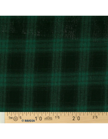 Scottish tartan flannel fabric - Green and black