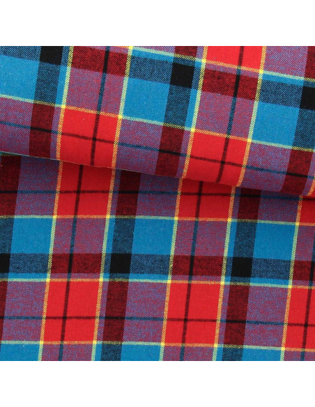 Scottish tartan flannel fabric - Red, blue, and yellow