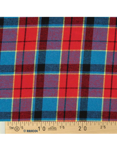 Scottish tartan flannel fabric - Red, blue, and yellow