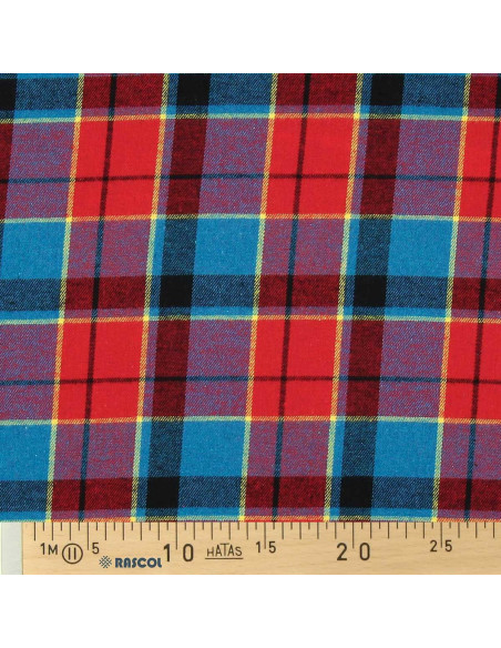 Scottish tartan flannel fabric - Red, blue, and yellow