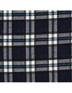 Scottish tartan flannel fabric - Navy blue and black 2