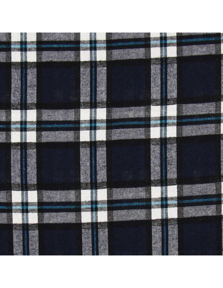 Scottish tartan flannel fabric - Navy blue and black