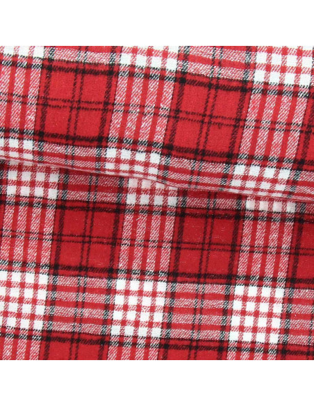 Scottish tartan flannel fabric - Red and white