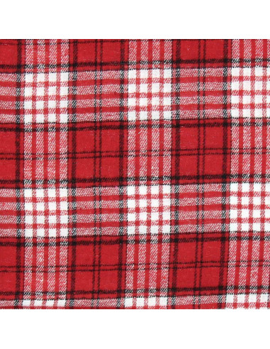 Scottish tartan flannel fabric - Red and white