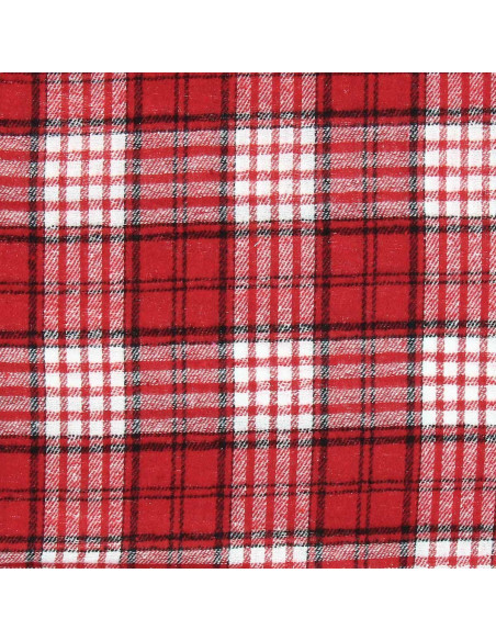 Scottish tartan flannel fabric - Red and white