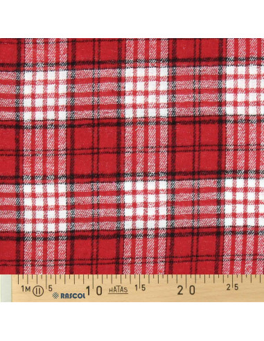 Scottish tartan flannel fabric - Red and white