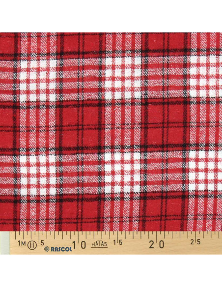 Scottish tartan flannel fabric - Red and white