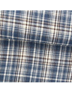 Scottish tartan flannel fabric - Blue, white, and black