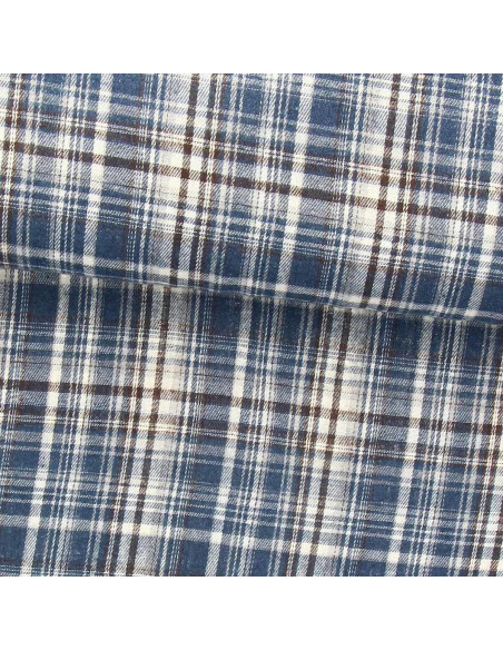 Scottish tartan flannel fabric - Blue, white, and black