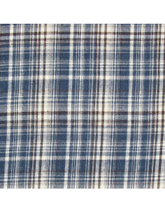 Scottish tartan flannel fabric - Blue, white, and black 2