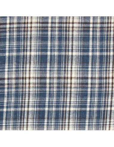 Scottish tartan flannel fabric - Blue, white, and black
