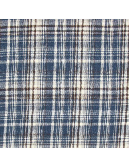 Scottish tartan flannel fabric - Blue, white, and black