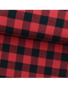 Scottish tartan flannel fabric - Red and black