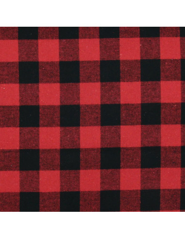 Scottish tartan flannel fabric - Red and black