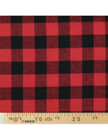 Scottish tartan flannel fabric - Red and black