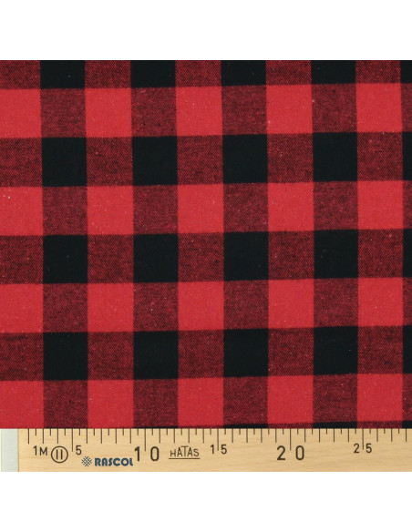 Scottish tartan flannel fabric - Red and black