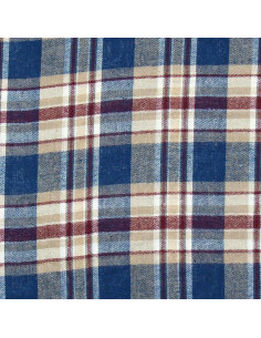 Scottish tartan flannel fabric - Blue, beige, and red 2